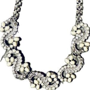 Necklace - Ann Taylor - rhinestones and imitation pearls silver tone